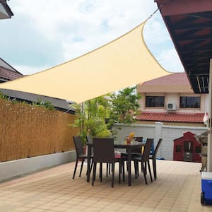 10 ft. x 13 ft. 185 GSM Beige Rectangle UV Block Sun Shade Sail for Yard and Swimming Pool etc.