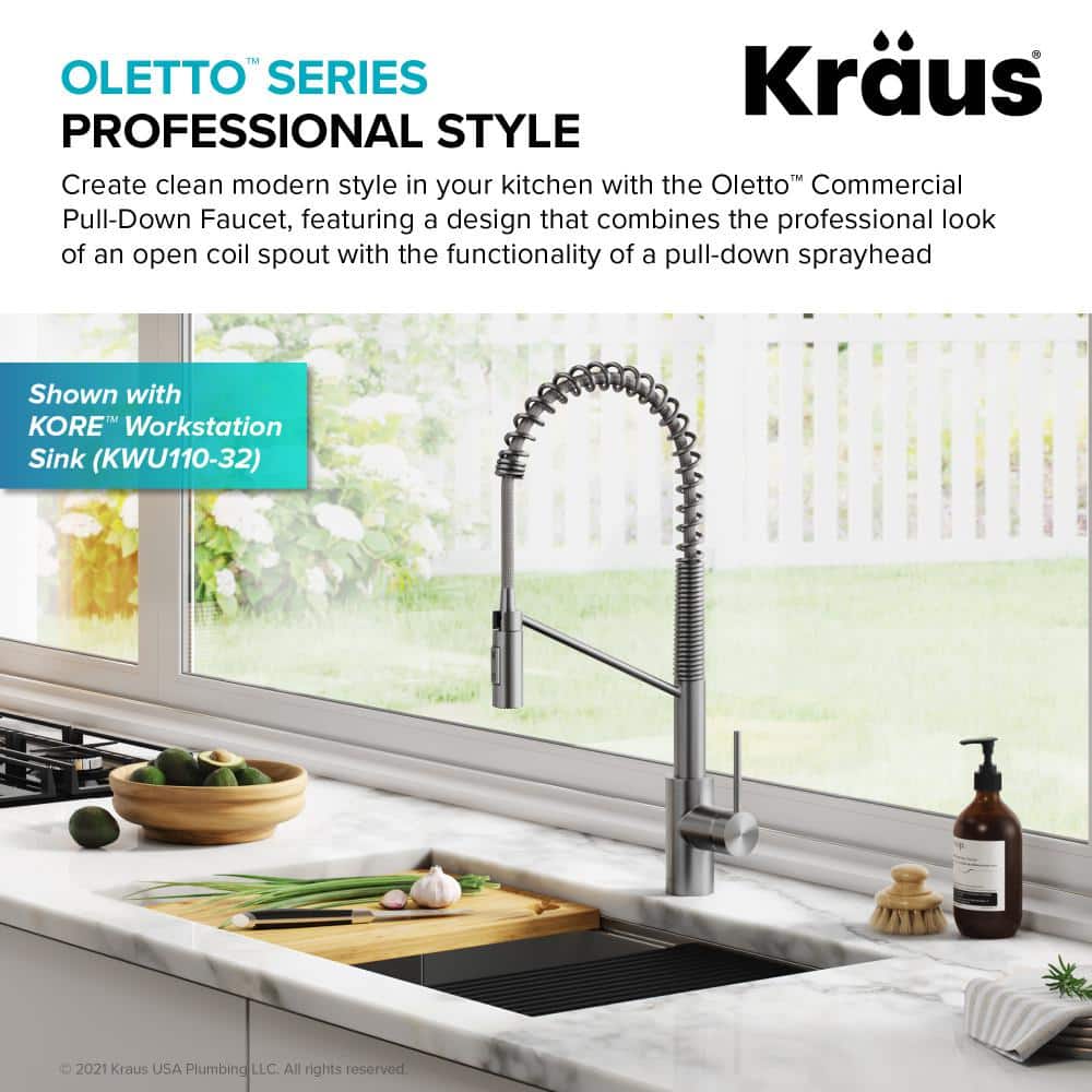 Stainless Steel Commercial Pull-Down Kitchen Faucet with Spray