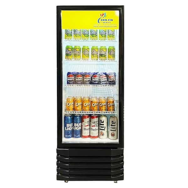 Cooler Depot 23in.W 9.2cu.ft Upright Commercial One Glass Door Refrigerator Beverage Cooler in Black