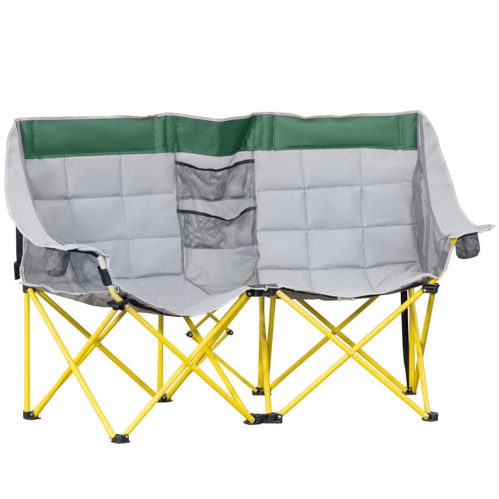 Loveseat Style Camping Chair, Oversized Folding Lawn Chair with Carry Bag a