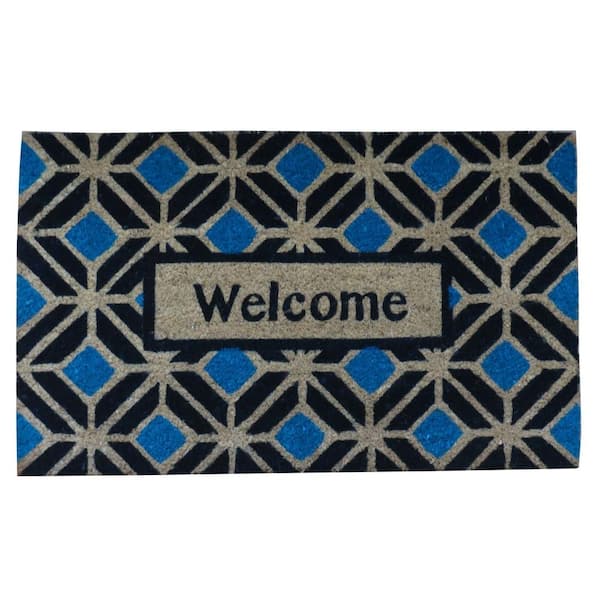 TrafficMaster Welcome Blue Multi 18 in. x 30 in. Coir Non-Slip Outdoor Door Mat
