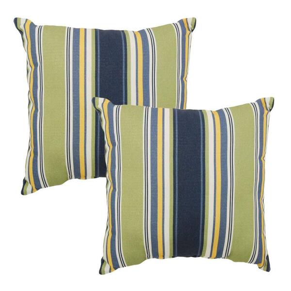 Hampton Bay Burkester Stripe Outdoor Throw Pillow (2-Pack)