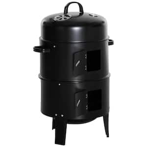 Black 3-in-1 16 in. Metal Outdoor Living Charcoal Barbecue Grill