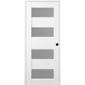 Della 32 in. x 80 in. Left-Hand Frosted Glass Solid Core 4-Lite Bianco Noble Wood Composite Single Prehung Interior Door