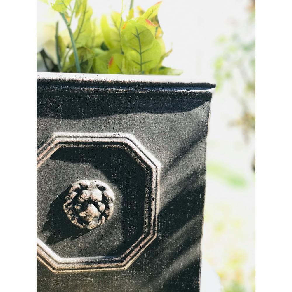 Lion Head Oil Rubbed Bronze Concrete Square Planter