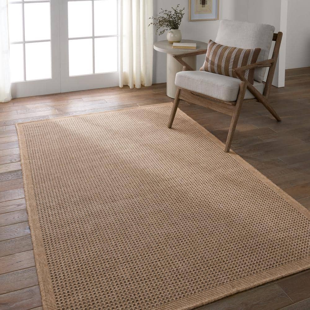Black and Brown Synthetic Flat Woven Kids Rug, 5' x 8'