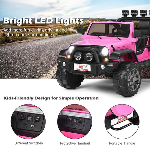 13 in. 12-Volt Pink Kids Jeep Car Powered Ride-On with Remote Control