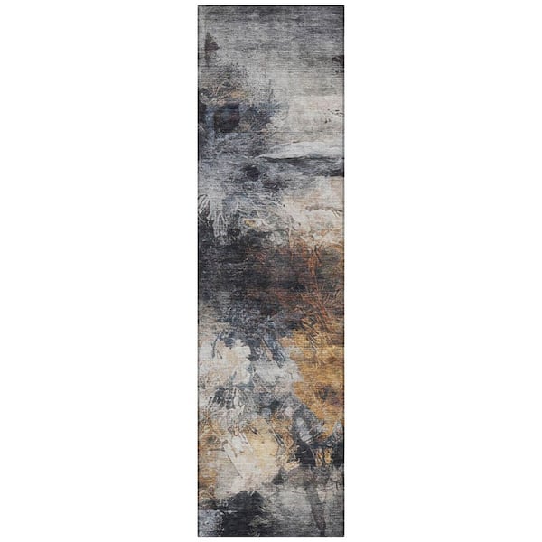 Chantille Machine Washable Indoor/Outdoor Abstract ACN2881 Charcoal 2 ft. x 7 ft. Runner Rug