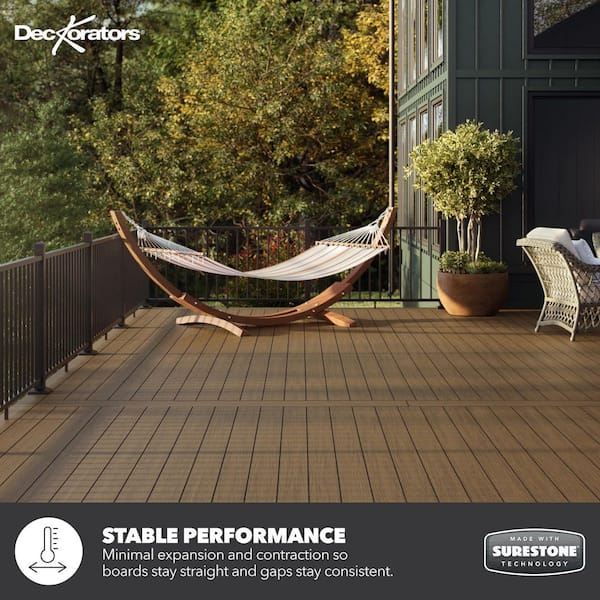 Deckorators Summit 1 in. x 6 in. x 16 ft. Boulder Brown Grooved