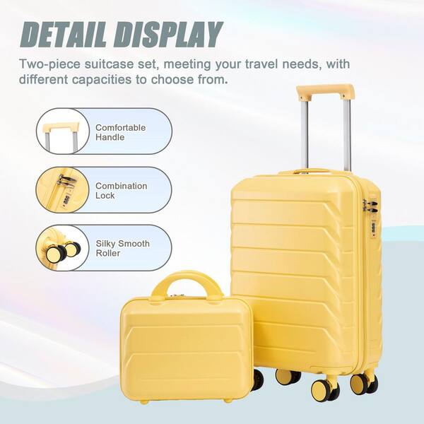 Boyel Living 2-Piece Yellow ABS Plastic Hardside Spinner Luggage