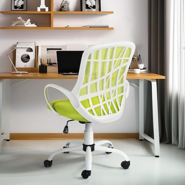 Homy Casa DESERT Mesh Modern Big and Tall Upholstered Swivel Chair Ergonomic Adjustable Height Task Chair in Lime Green with Tilt