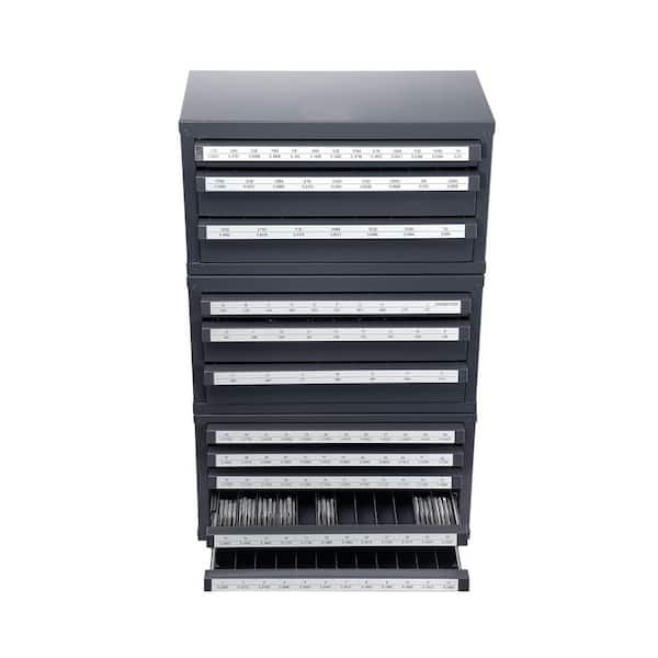 Drill Bit Dispenser Cabinet, 3-Drawer Storage for 1/16 in. to 1/2 in. 5-Drawer Organizer for #1 to #60 Wire Gauge, Steel