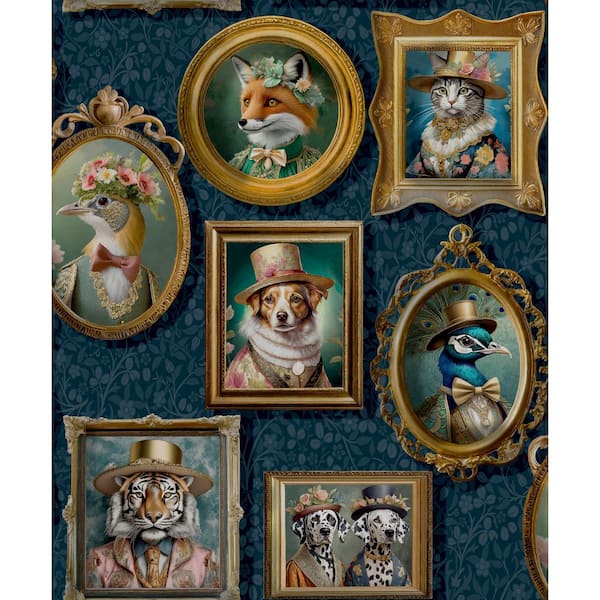 Regal Framed Beasts Navy Blue Non-Pasted Wallpaper (Covers 56 sq. ft.)