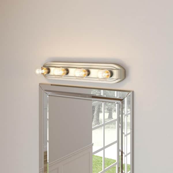 Raceway 24 in. 4-Light Brushed Nickel Retro Vanity Light
