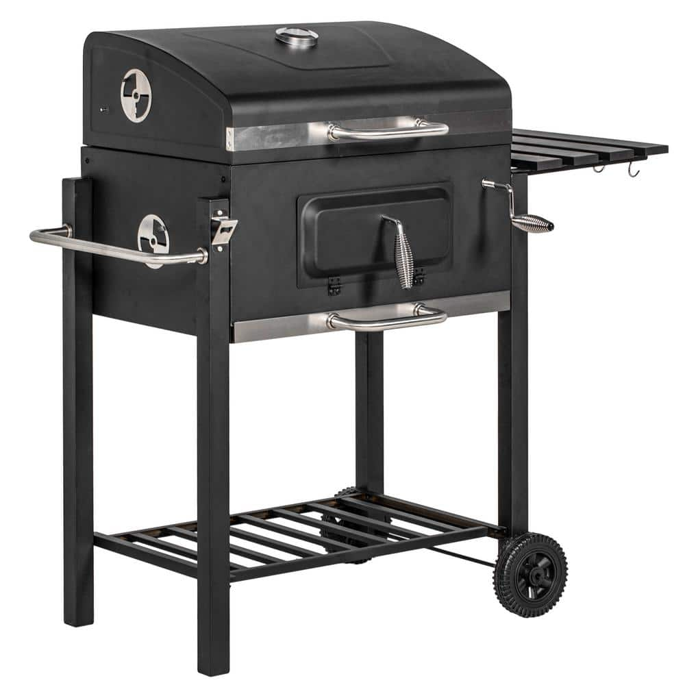 Burner Outdoor Portable Tabletop Charcoal Bbq Grill With Side Table