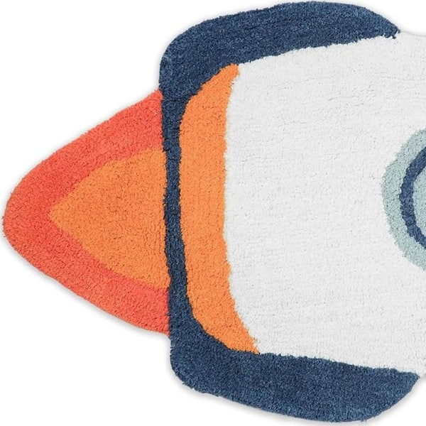 2 ft. x 3 ft. Orange And White Spaceships Youthful Washable Area Rug