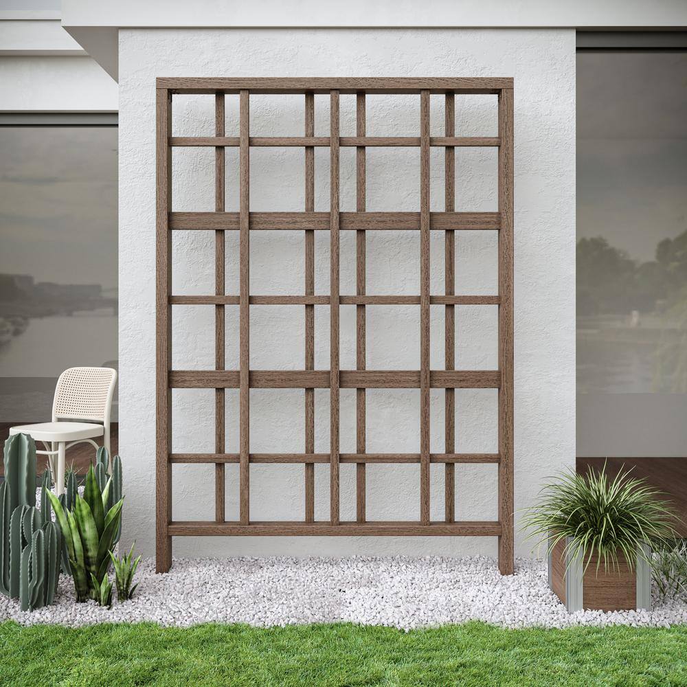 Espresso Brown 84'' H x 60'' W Modern Vinyl Garden Trellis
