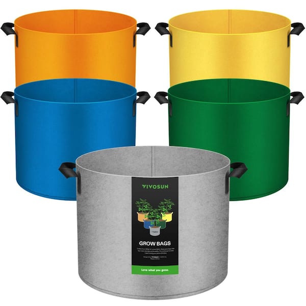 VIVOSUN 7-Gallon Thick Nonwoven Fabric Colored Grow Bags with Handles (5-Pack)