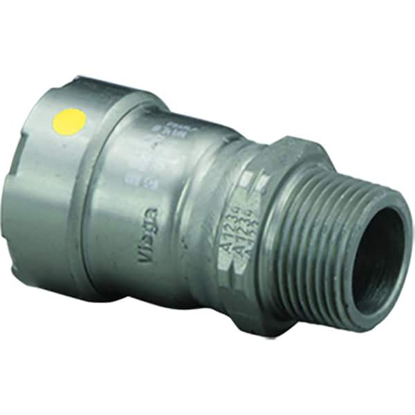 Viega MegaPressG 1/2 in. Press x 1/2 in. MPT Carbon Steel MPT Adapter (Gas Only) (10-Pack)