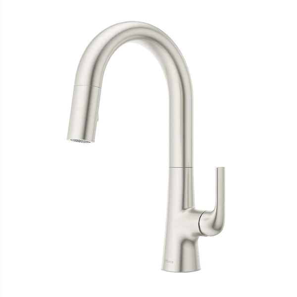 Beringer 1-Handle 15.6875 in. H Pull Down Sprayer Kitchen Faucet with 360° Spout Swivel in Spot Defense Stainless Steel