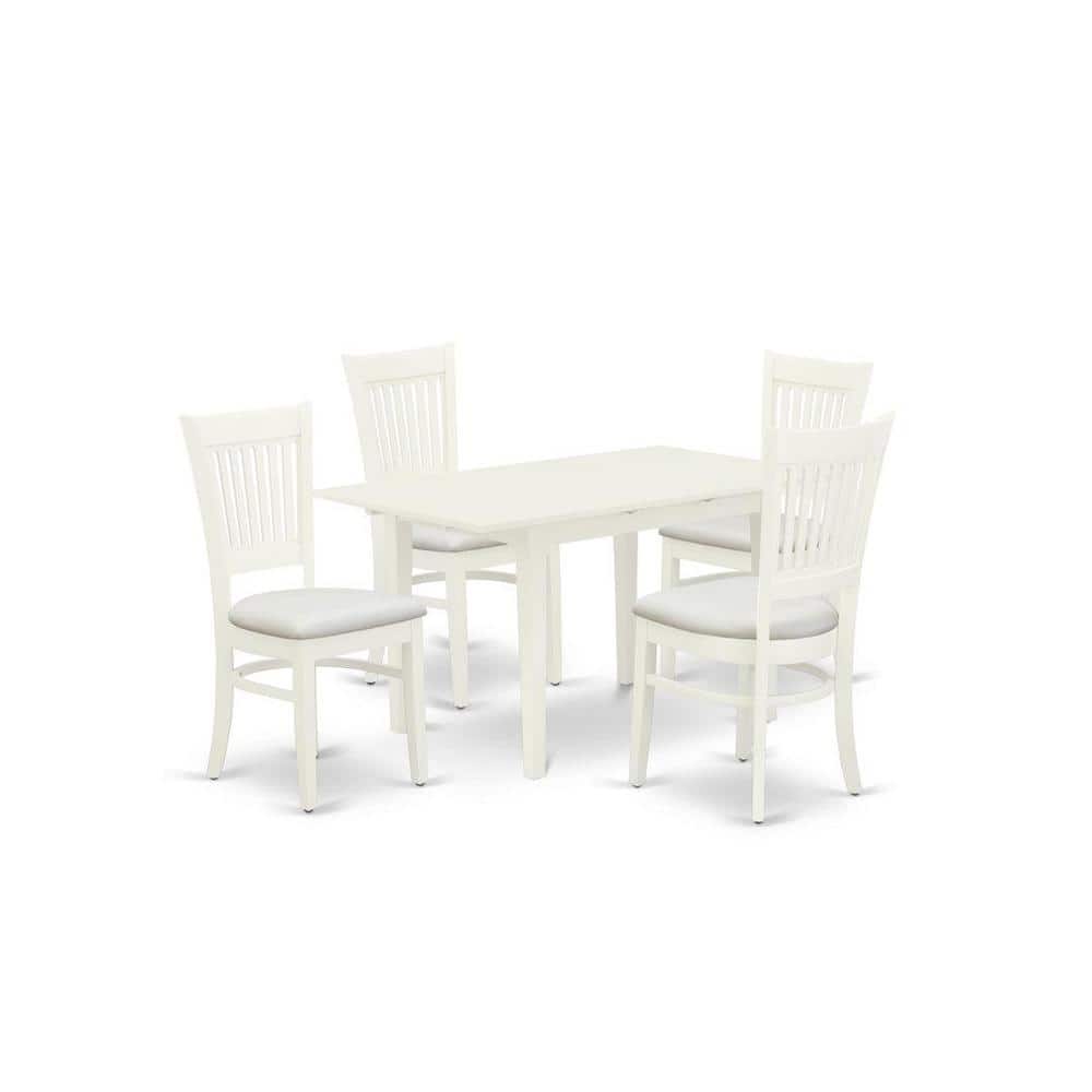 5-Piece Linen White Finish Solid Wood Top - Rectangular Dining Room Set with Butterfly Leaf (Seats- 4) price history on PriceWatchPro