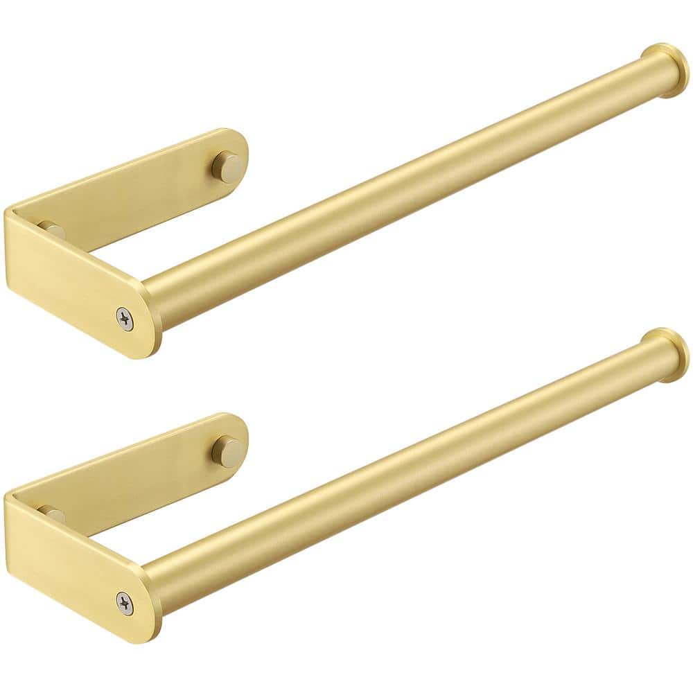 1pc Golden Stainless Steel Under Cabinet Self-adhesive Paper Towel Holder  With Adhesive And Screw Mounting Options