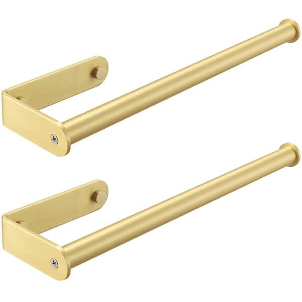 BWE Wall Mount Paper Towel Holder Bulk-Self-Adhesive Under Cabinet In Brushed Gold(2 pcs)