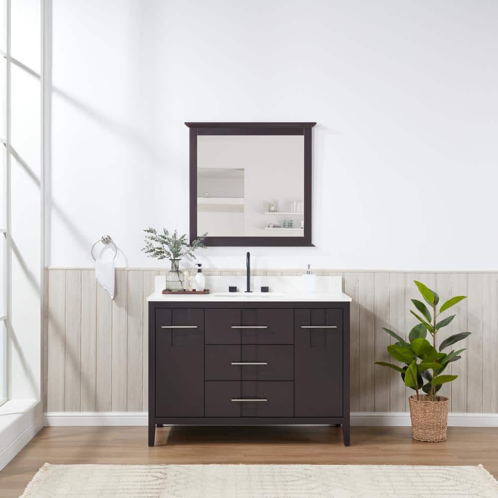 Florence 48 in. W x 22 in. D x 35 in. H Single Sink Bath Vanity in Espresso with Solid White Quartz Top price history on PriceWatchPro