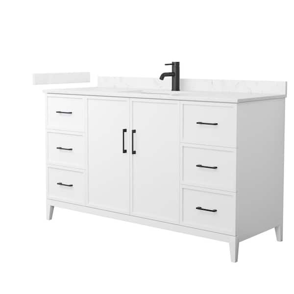Wyndham Collection Elan 60 in. W x 22 in. D x 35 in. H Single Bath Vanity in White with Carrara Cultured Marble Top