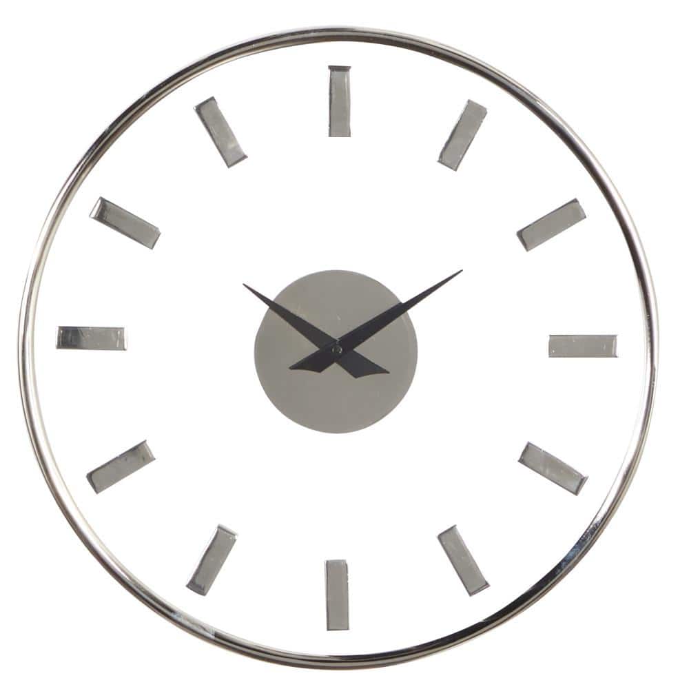 Litton Lane Silver Aluminum Analog Wall Clock with Clear Face 67790