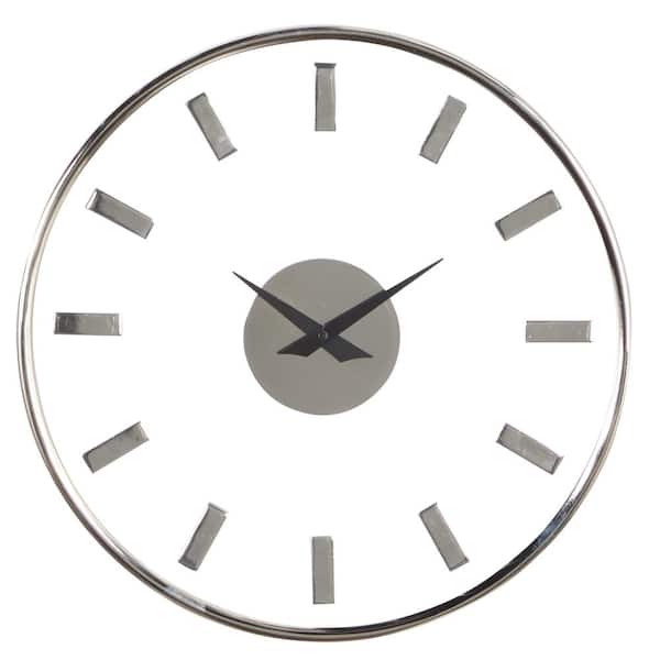 Litton Lane Silver Aluminum Analog Wall Clock with Clear Face