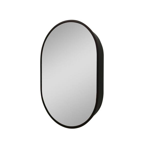 Unbranded 21 in. W x 31 in. H Black Oval Aluminium Framed Wall Mount/Recessed Bathroom Medicine Cabinet with Mirror