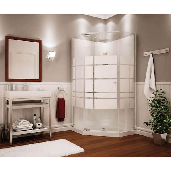 Begonia Soho 36 in. L x 36 in. W x 72 in. H Center Drain Corner Shower Stall/Kit in White with Frameless Door in Chrome
