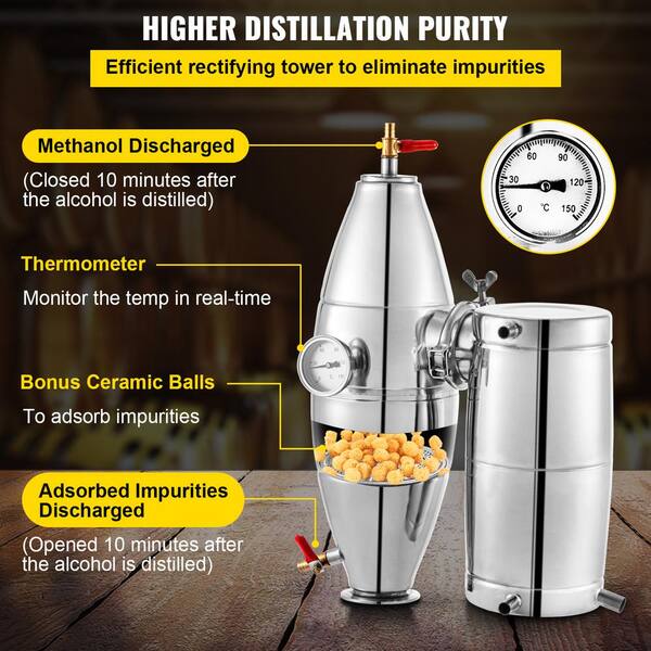 VEVOR 3 Gal. Alcohol Still Stainless Steel Water Alcohol Distiller