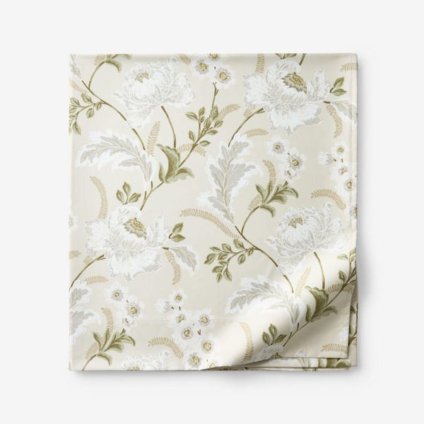 Legends Hotel Tranquil Blossom Wrinkle-Free Sateen Antique Beige Queen Flat Sheet