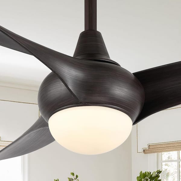 JONATHAN Y Aviator 52 in. 1-Light Integrated LED Dark Brown Wood Ceiling Fan Mobile-App/Remote-Controlled 6-Speed Retro Swirl