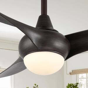 Aviator 52 in. 1-Light Integrated LED Dark Brown Wood Ceiling Fan Mobile-App/Remote-Controlled 6-Speed Retro Swirl