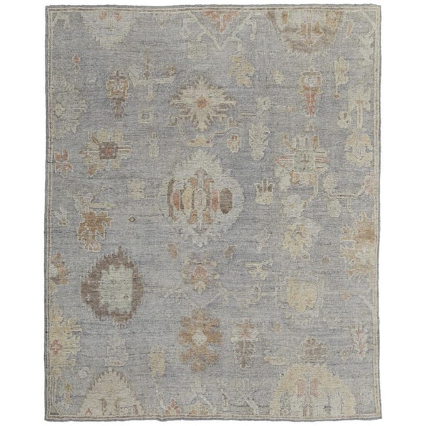 8 ft. x 12 ft. Gray, Blue Floral Area Rug