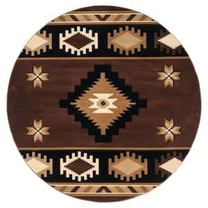 Bristol Caliente Brown 7 ft. 10 in. x 7 ft. 10 in. Round Rug