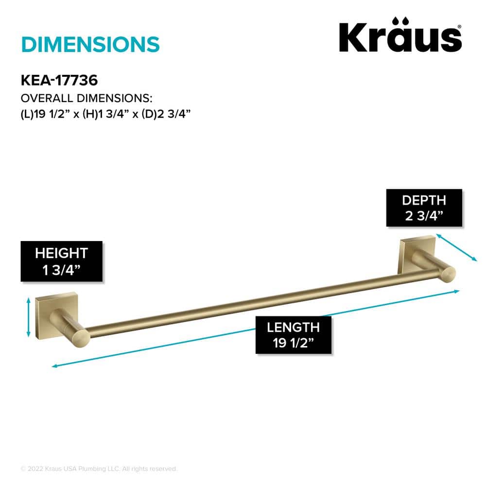 Ventus 18" Brushed Gold Wall Mounted Towel Bar