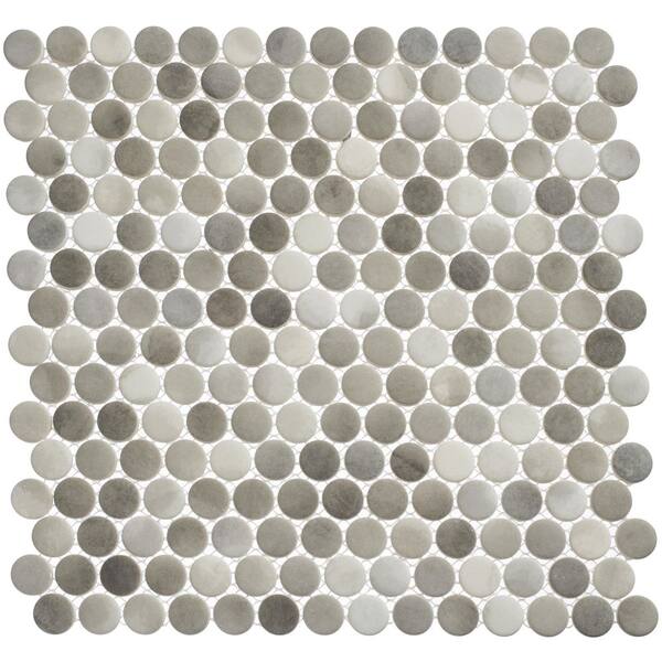 ANDOVA Pixie Nia Gray/Brown/Cream 12-1/8 in. x 12-1/8 in. Penny Round ...