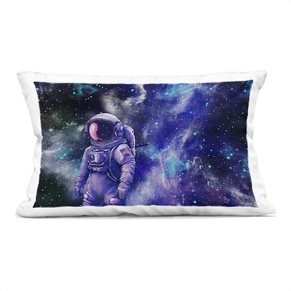 Stupell Industries Astronaut Lost in Space Purple Abstract Polyester 14 in. x 20 in. Throw Pillow