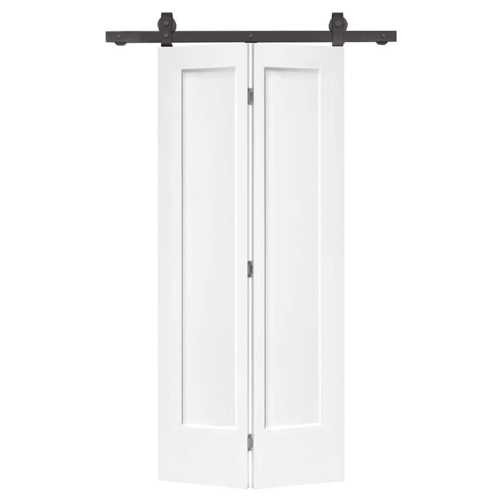 30 in. x 80 in. 1 Panel Shaker Primed MDF Composite Bi-Fold Barn Door with Sliding Hardware Kit price history on PriceWatchPro