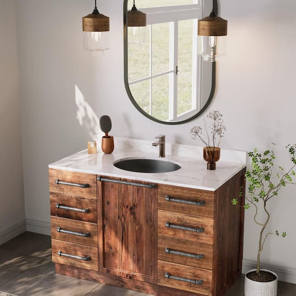 Symmetry 18.31 in . Oval Undermount Bathroom Sink in Black with Overflow