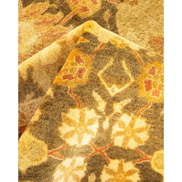 Mogul Green 6 ft. x 12 ft. Oriental Wool Indoor Runner Rug