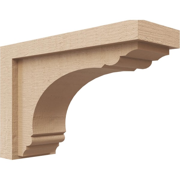 Ekena Millwork 4 in. x 8 in. x 12 in. Series 3 Classic Warren Rough Cedar Woodgrain Timberthane Polyurethane Corbel, Primed Tan