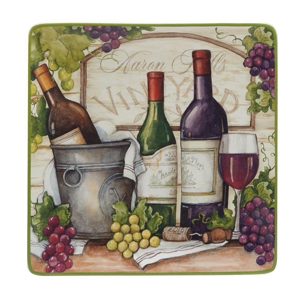 Certified International Meadow Brook Vineyard 12.5 in. Assorted Colors Earthenware Square Platter