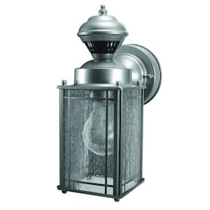 Shaker Cove Mission Silver 150-Degree Motion Sensor Farmhouse Outdoor 1-Light Wall Sconce