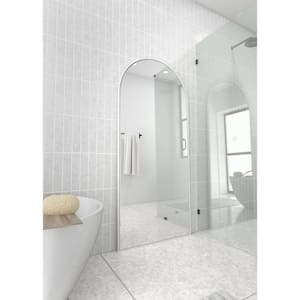 30 in. x 67 in. Arch Leaner Dressing Stainless Steel Framed Wall Mirror in White