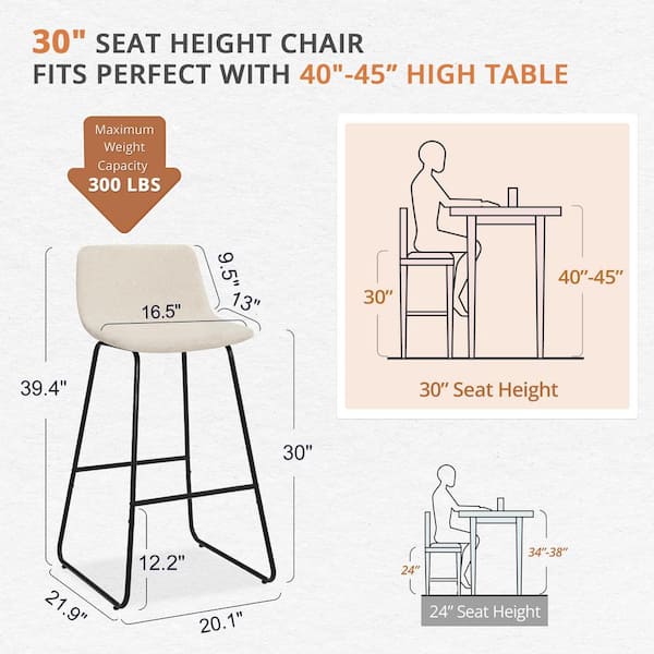 Table Average Height Of Bar Stool LUE BONA Alexander 30 Linen Bar